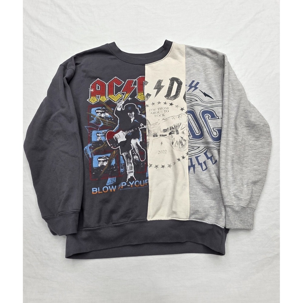 AC/DC Official Band‎ Patchwork Crewneck Sweatshirt Size Medium